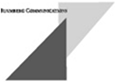 Two overlapping right triangles, one dark gray and one light gray, with the words “Business Communication” in black text at the top left corner.